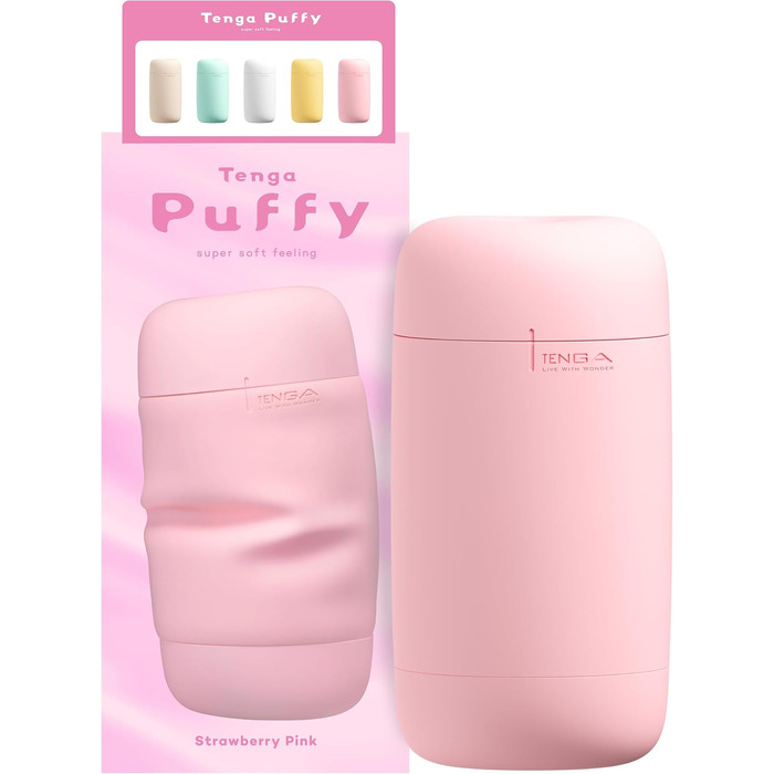 Мастурбатор Tenga Puffy Erdbeerrosa - клубнично-рожевий, 16,5 см