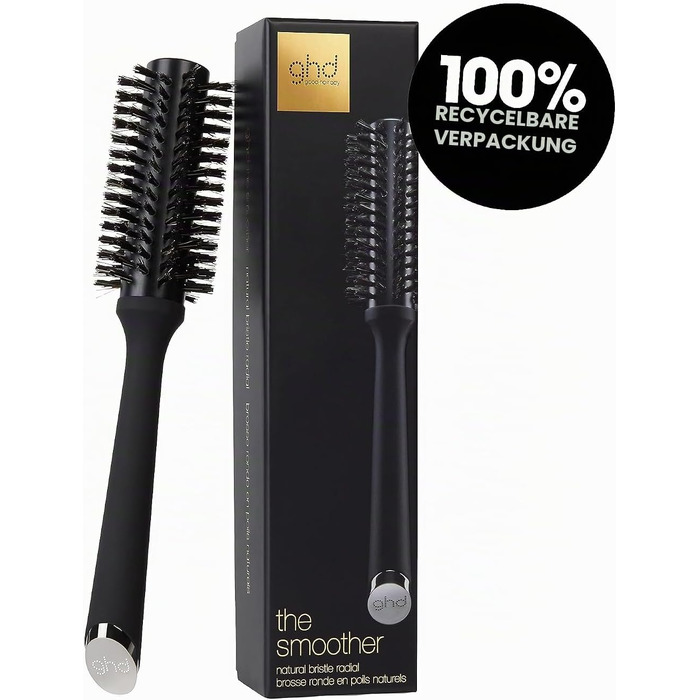 Кругла щітка для волосся ghd The Smoother з натуральною щетиною для об'єму та гладкості, 35 мм, для короткого та середнього волосся