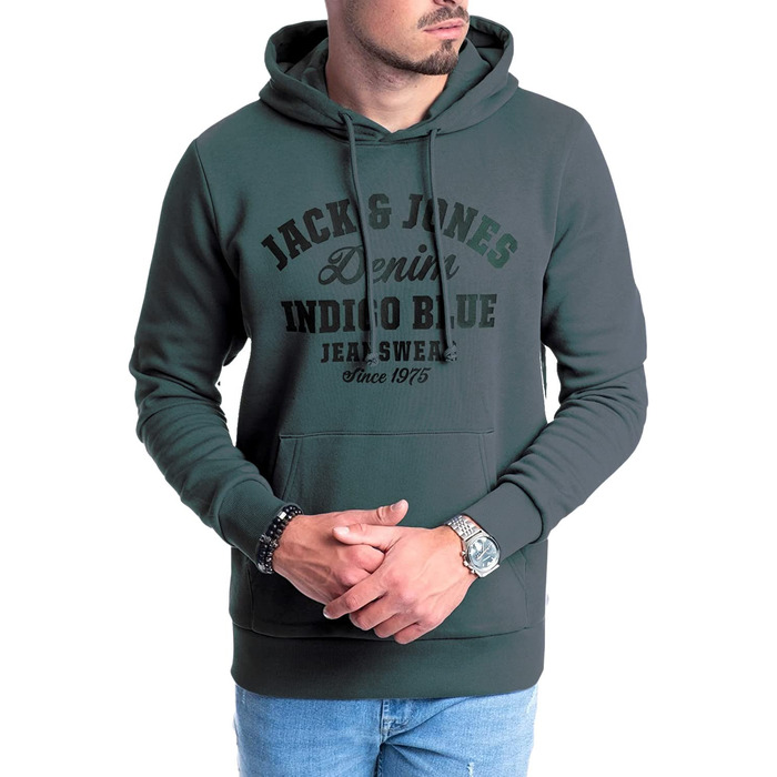 Чоловіче худі з капюшоном Jack & Jones Logo edona age Mika 4, темно-сіре (S)