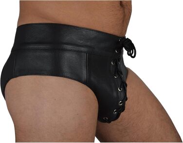 Чоловіча спідня білизна з шкіри Awansstar AW-510, чорна, танга/сліп, 32 розмір