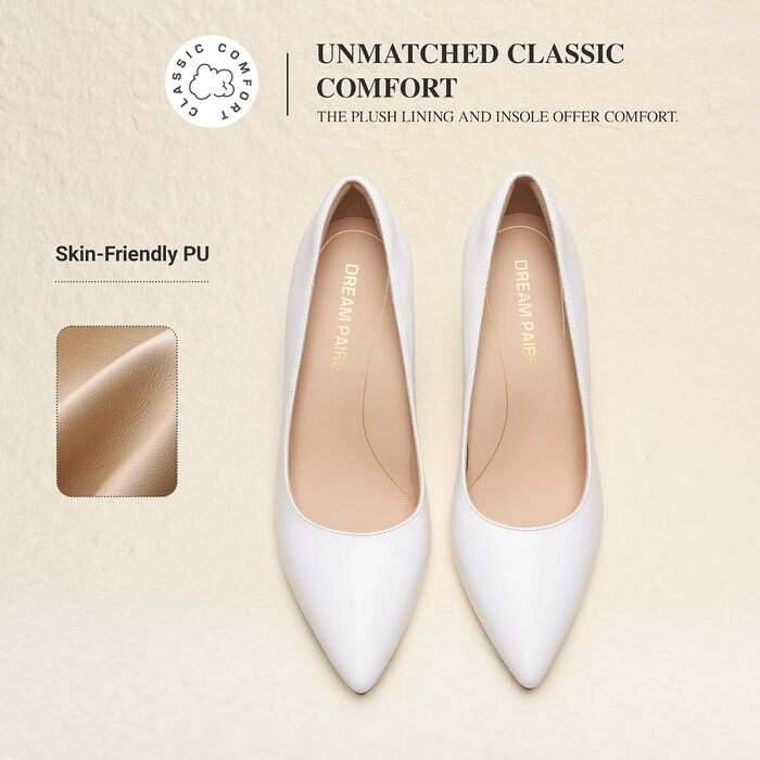 Жіночі туфлі-човники на шпильці DREAM PAIRS з мереживом, білі, розмір 38 EU