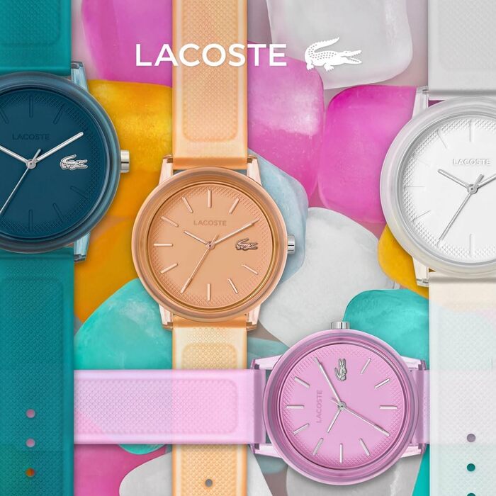 Аналоговий кварцовий годинник Lacoste 12.12 унісекс з силіконовим ремінцем Petit Piqué, бірюзовий (MEN, Turquoise)