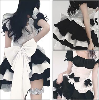 Сукня горничної чорно-біла YushengTai, костюм горничної для косплею, карнавалу, Хелловіну, 3XL