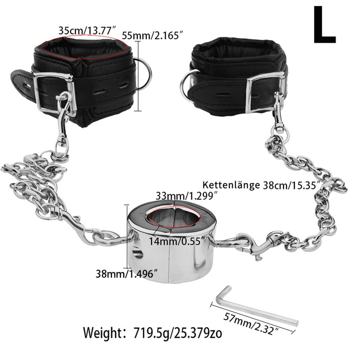 Металевий кільце для статевого члена з шкіряними наручниками, розтягувач яєчок, вага для яєчок, для чоловіків. Іграшки для дорослих, BDSM, Бондаж