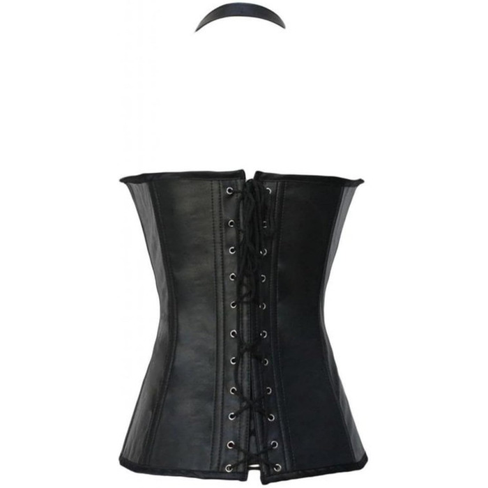 KUOSE Корсет для жінок з великою грудьми, лакована шкіра, топ-корсет, бюстгальтер, корсаж, сорочка, чорний, M