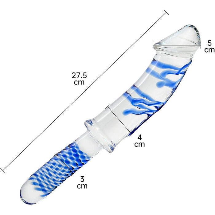Скляний дилда Roluck з ручкою, кристалічний пеньс, анальний дилда, заглушка для заднього проходу для жінок та чоловіків, секс-іграшка (блакитний)