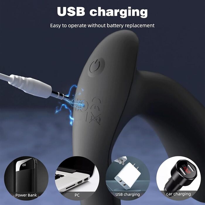 Вібратор для чоловіків для стимуляції простати з кільцем, 10 вібрацій - анальний вібратор для чоловіків