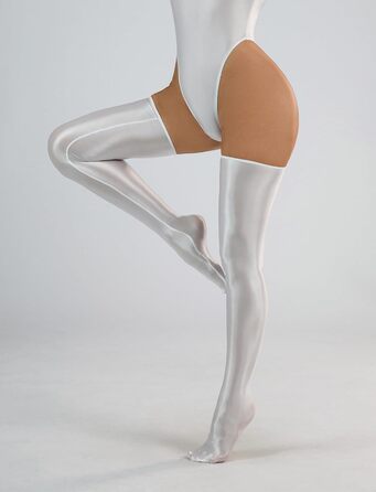 Чулки-сліп Overknees FEOYA з ефектом мокрого блиску, білі. Чорні, танцювальні, для вечірок, костюми.