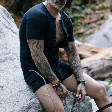 Чоловічий комбінезон-сліп Muscle Alive з короткими рукавами, чорний, бавовна