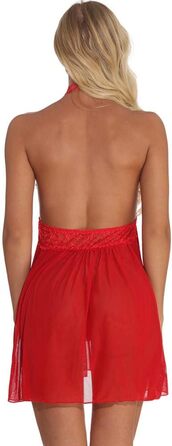 Червона жіноча нічна сорочка Babydoll з мереживом, V-подібний виріз, сексуальна білизна, нічна сорочка, прозора, на зав'язках, великі розміри (6XL)