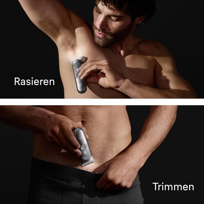 Тример для тіла та інтимних зон Braun Bodygroomer Series 7 BG7555, сірий — водонепроникний бездротовий чоловічий голений апарат з 8 насадками та чохлом