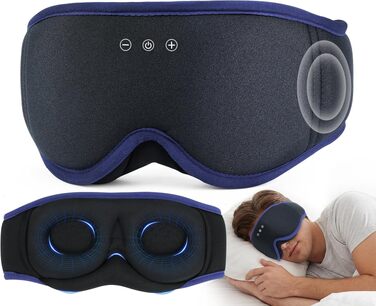 Маска для сну з Bluetooth-навушниками LC-dolida V5.4, дихаюча 3D маска для очей з мікрофоном, бавовняна мийна пов'язка для сну, подорожей та медитації (Ultramarin)