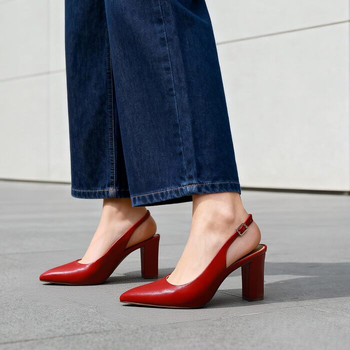Жіночі туфлі-човники Dream Pairs з відкритим каблуком (Slingback), червоні, розмір 40.5 EU