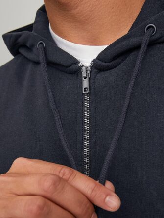 Чоловіча толстовка з капюшоном та блискавкою Jack & Jones Zip Hoodie, однотонна, колір Scarab, розмір XS
