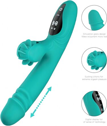 Вібратор для жінок з 9 функціями, підігрівом та телескопічним дизайном. Масажний дildo з силікону - іграшка для дорослих, зелений