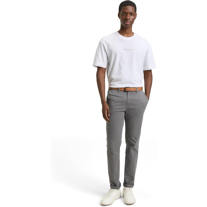 Чоловічі штани чинос Tom Tailor Denim Slim Fit з ременем, Castlerock Grey, 33W/32L