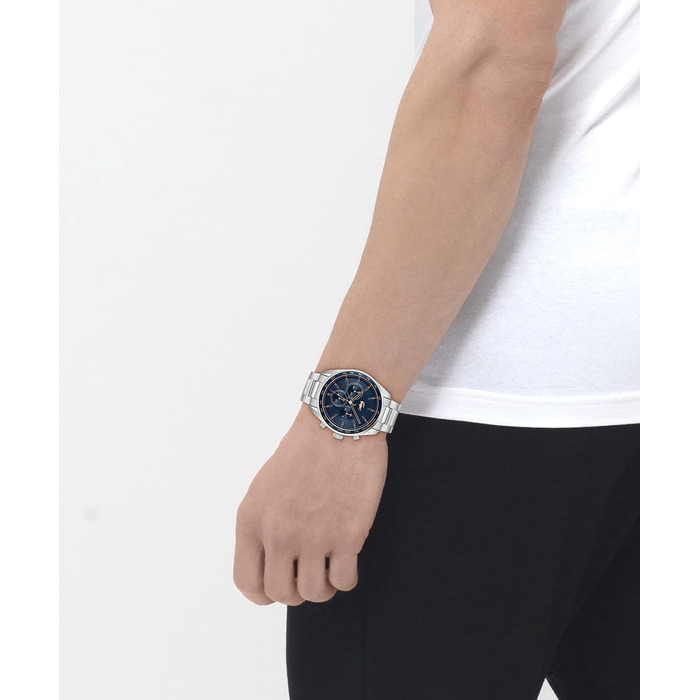 Чоловічий годинник Lacoste Chronograph з колекції Boston, кварцовий, зі сталевим браслетом Mesh (темно-синій, Metal)
