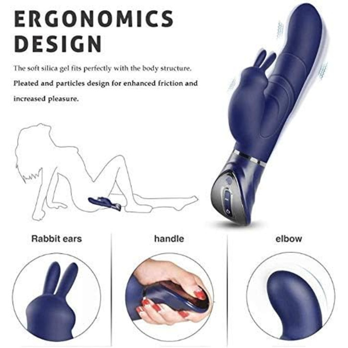 Вібратор для жінок Rabbit, стимулятор клітора та G-точки, з двома моторами, силіконовий дildo, 7 режимів, USB-зарядка, водонепроникний