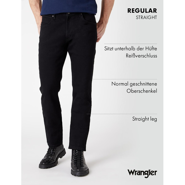 Чоловічі джинси Wrangler Regular Fit Regular - середня посадка, колір Black Rinse (синьо-чорний), W34 L30