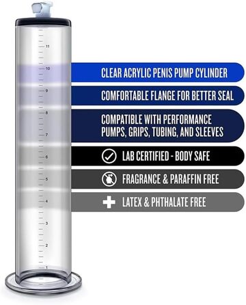 Насадка для помпи для статевих органів NAIXBTY: прозора трубка зі шкалою для збільшення статевого члена, покращення ерекції та лікування імпотенції. Підходить для чоловіків. Розмір: 22,9 × 7,6 см