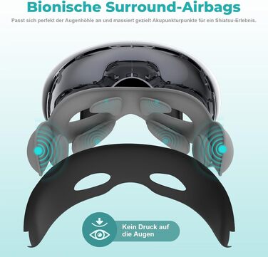 Масажер для очей Eyecloud Vision з підігрівом, Bluetooth-музикою та повітряним компресійним масажем для зняття втоми та сухості очей