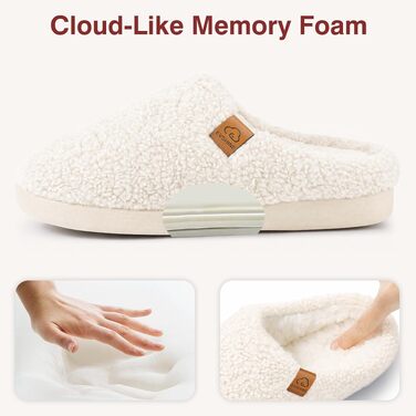 Жіночі зимові капці Evshine з ефектом пам'яті Memory Foam, теплі плюшеві домашні туфлі (білі, розмір 38 EU)