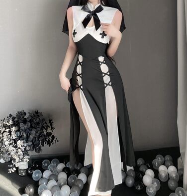 Костюм для косплею JasmyGirls: Костюм черниці, дівочий наряд, костюм ангела, чорне плаття, X-S - M