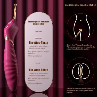 Вібратор для жінок Jpscor G Punkt з 10 режимами - подвійний, стимулятор клітора з 2 насадки, високочастотний вібратор для дорослих (жовтий)