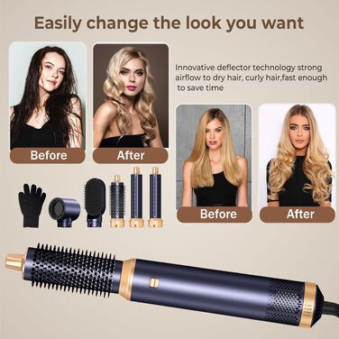 Мультистайлер для волосся 5 в 1 MogaWave Airstyler Pro 1000W: фен-щітка, плойка для локонів з іонізацією, набір для об'єму та укладки (фіолетовий)