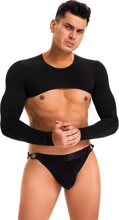 Костюм для чоловіків Ohmydear: сексуальна спідниця з довгим рукавом з шовку та шорти, чорний, XL