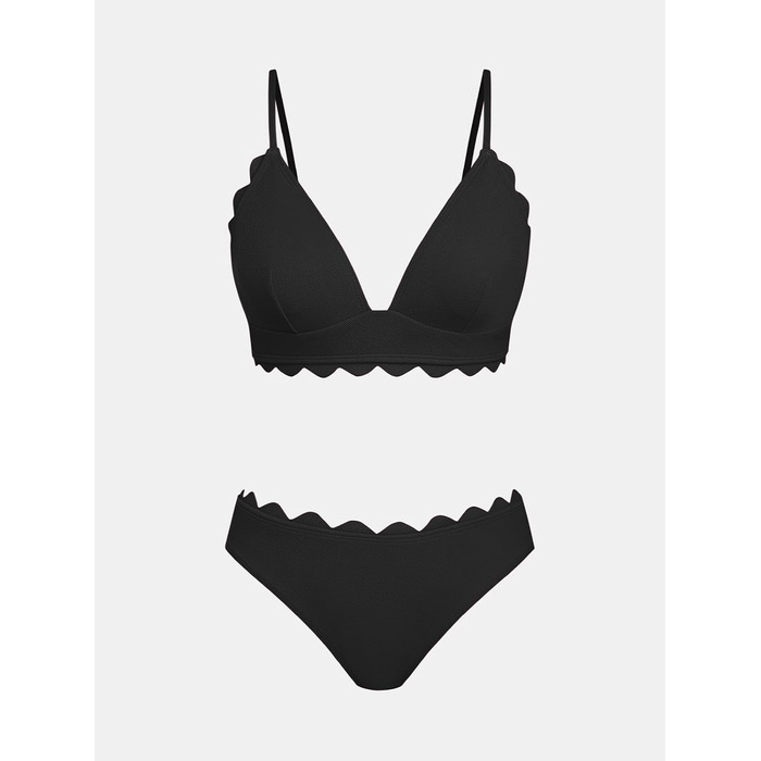 CUPSHE Bikini Set Daen - двочастинний купальник з трикутником, тропічний принт, чорний (S)