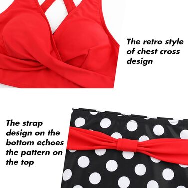 Жіночий двочастинний купальник Adigaber з V-подібним вирізом, квітковий принт, бікіні з животом, комплект L, червоні та чорні крапки