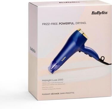 Професійний фен BaByliss Midnight Luxe 5781PE: потужний 2300W, іонна технологія Anti-Frizz, 3 режими температури та 2 швидкості, легкий