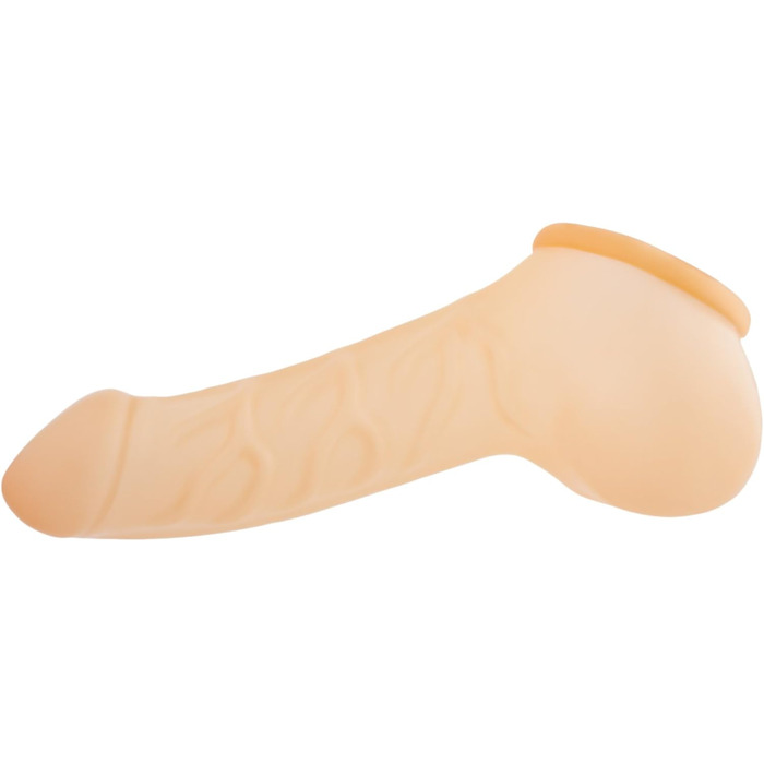 Латексний пеніс-чохол TOYLIE з презервативом, 14 см, напівпрозорий, з мішком та вираженою головкою, MADE IN GERMANY