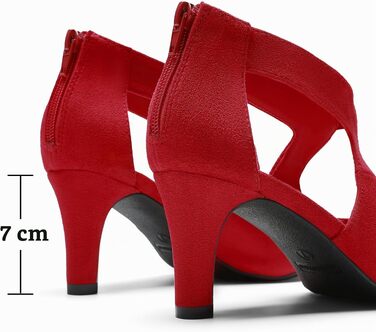 Жіночі закриті туфлі-човники DREAM PAIRS на низьких підборах (кітен-хілс), червоні, розмір 38 EU