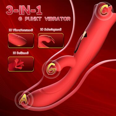 Вібратор для жінок ZWFUN з 10 режимами вібрації, 3-в-1: вібратор язика, G-точка, дилда. Іграшки для дорослих, стимуляція клітора. Комплект для пар.