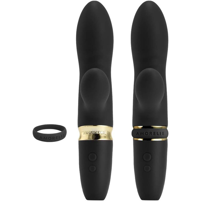 Вібратор AMORELIE Crush – Кролик, 18,5 см | Водостійкий, акумуляторний (Чорний)