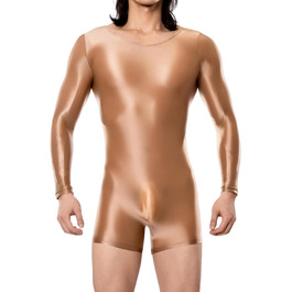 Комбінезон спортивний чоловічий з блиском, прозорий, для танців, облягаючий, боді, M, XL, Колір: Коричневий