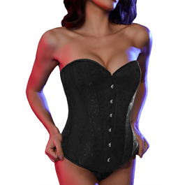 Корсетний топ SLIMBELLE для повного бюсту: готичний корсет з мереживом та шнурівкою, чорний, XL