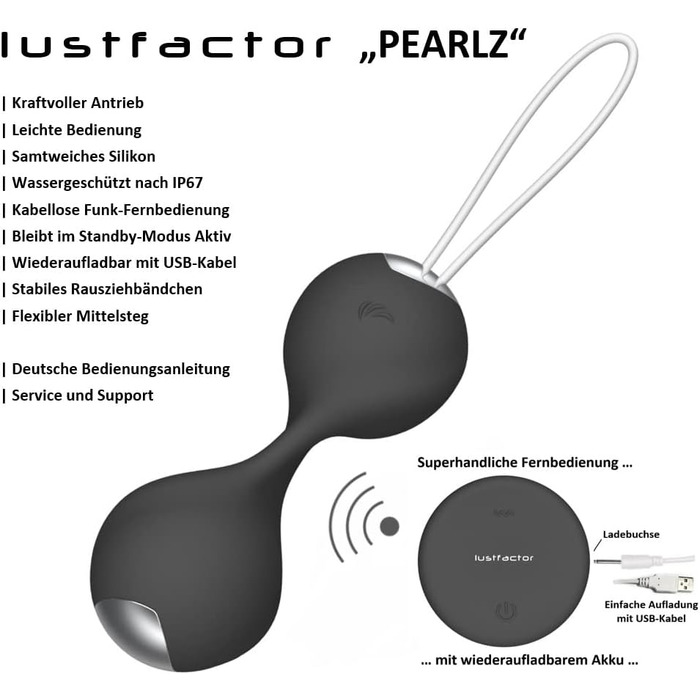 Vibratorei Lustfactor PEARLZ DeLuxe: Бездротовий вібратор із пультом керування для жіночої стимуляції | Зілікон, перезаряджається