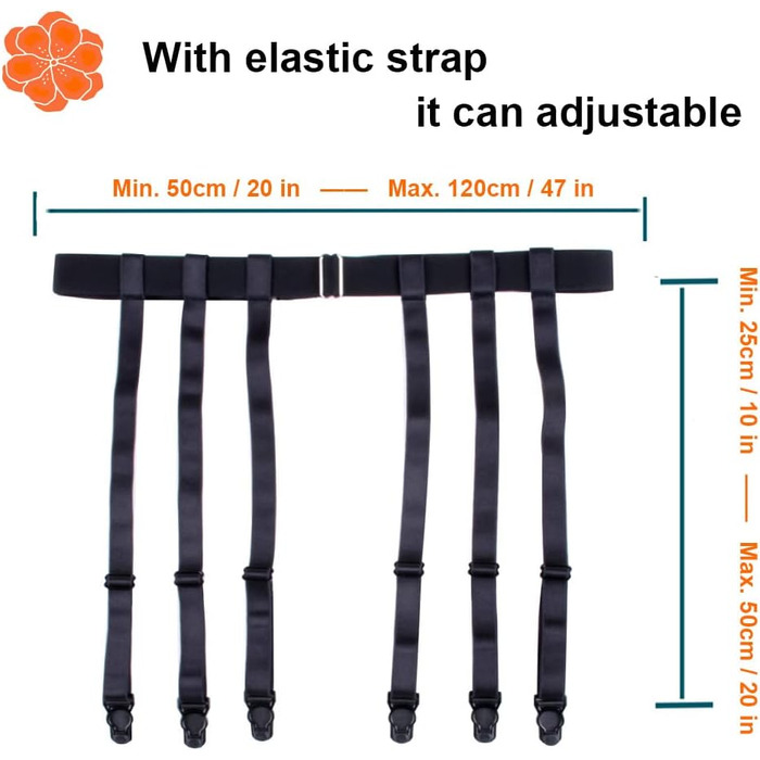 Чорний корсетний ремінь Aneliya Simplicity з металевими кліпсами для панчіх (6 ремінців)