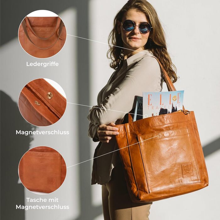 Жіноча шкіряна сумка-шопер Berliner Bags Vintage Seville, коричнева сумка з ручками