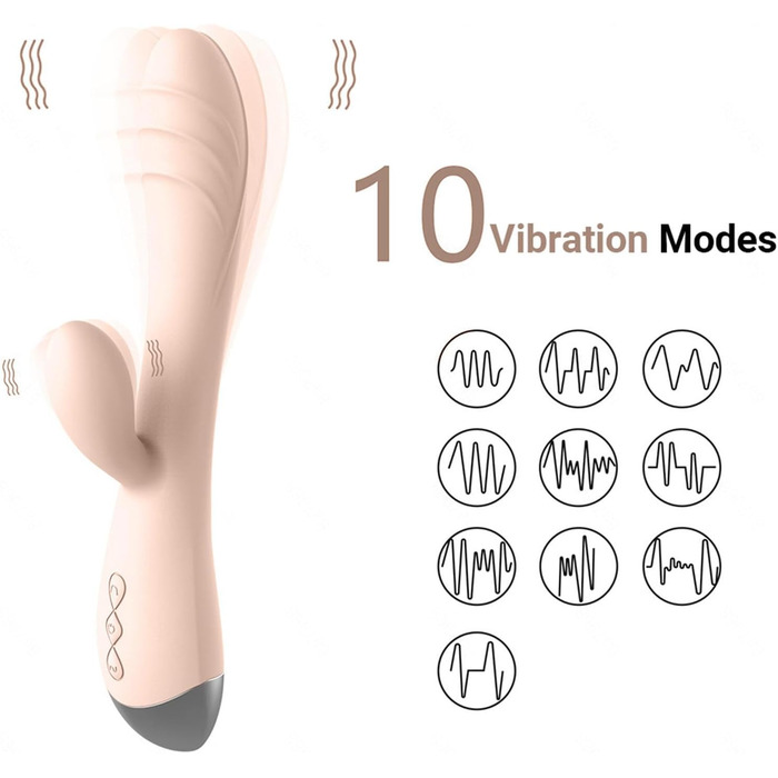 Вібратор для жінок Клітора та G-точки, кролик, силікон, 10 режимів, рожевий