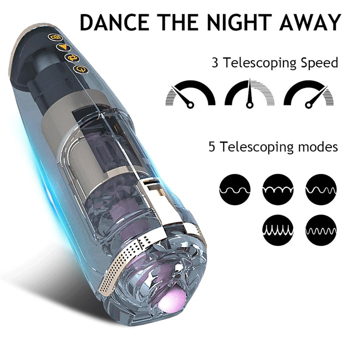 Масажер для чоловіків ChicLSQ 3Teleskopні швидкості, 5 режимів, автоматичний нагрів, електричний секс-іграшка