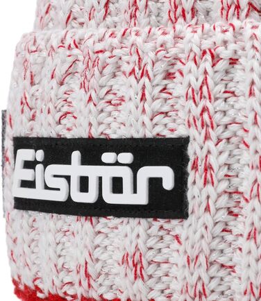 Жіноча зимова шапка Eisbär Naja Crystal в'язана з помпоном та підкладкою, біло-червона, Made in Austria