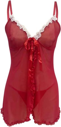 Сексуальна спідня сукня-комбінезон з мереживом та шкарпетками. Комплект жіночої білизни, нічна сорочка, нічне плаття, халат, великі розміри, бавовна, червоний колір