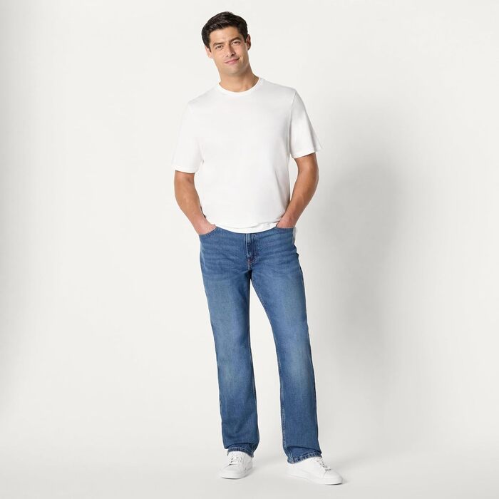 Чоловічі джинси Amazon Essentials Relaxed Fit, класичний середній синій колір, низька розтяжність, 36W / 32L