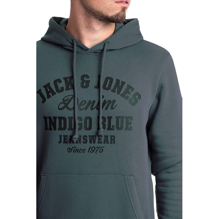 Чоловіче худі з капюшоном Jack & Jones Logo edona age Mika 4, темно-сіре (S)