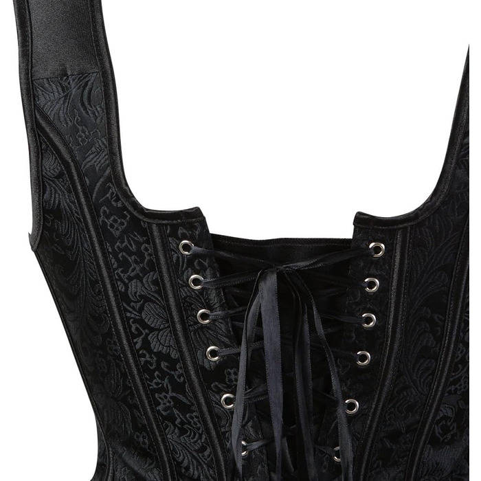 Корсет жіночий Grebrafan з квітковим принтом, повний бюст, ретро, чорний