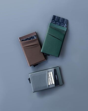 Чоловічий компактний гаманець-картхолдер VULKIT з RFID/NFC захистом для 5-7 карток та купюр, колір: темно-зелений (Midnight Green)